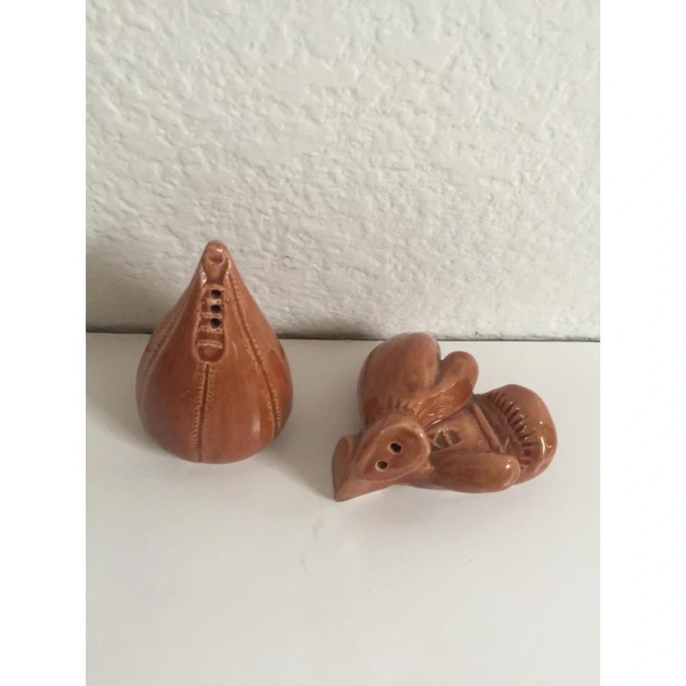 Vintage Sports Related Ceramic Salt & Pepper Shakers Boxing Gloves & Speed Bag
